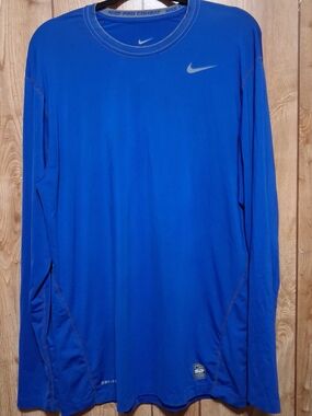 Nike Pro Combat Mens XL Blue Fitted Long Sleeve Dri-Fit Versatile Activewear